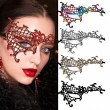 Sexy Women Guipure Lace Panel Hollow Out Fashion Costume Eye Shield For Party Skull Skeleton Halloween Valentine's Day