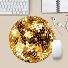 1pc Cute Glitter Ball Mouse Pad, Round Office Desk Pad With Anti-Slip Rubber Base, Small Mini Travel Mousepad For Laptop, Notebook, Office, Home, Study And Gaming, 8"X8"X0.08"