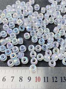Cecillia Cecilia Tóc Giả * 50 Con Ab Màu Acrylic Pony Hạt Nhựa Màu Hồng Miếng Đệm Hạt Hình Pony Hạt Cho Thủ Công DIY Dệt Vòng Tay Trang Sức Làm (6x9 Mm, Trong Suốt Ab) Thanh Lịch - Nhiều màu - Xem 3