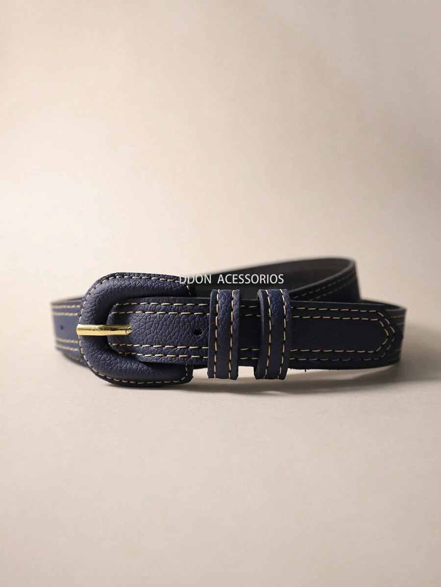 Women's Belts Thin 2 CM Colorful Casual Fashion With Two Loops - 藏蓝色 - 查看 1