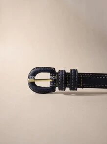 Women's Belts Thin 2 CM Colorful Casual Fashion With Two Loops - 藏蓝色 - 查看 3