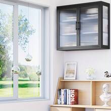Retro Style Haze Double Glass Door Wall Cabinet With Detachable Shelves ForDining Room, Kitchen And Bathroom Black - màu đen - Xem 5