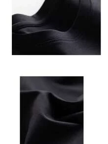 LA PRINCESA  Seda Camisetas de manga corta para mujer, con bloques de color, estilo casual, de verano - Negro - Ver 5