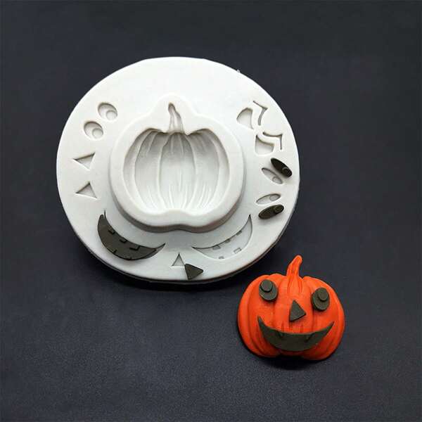 Molde de silicone de abóbora de Halloween de 1 peça, molde de vela, molde de sabão, moldes de resina, molde decorativo de cola para argila macia faça você mesmo, ferramentas de arte decorativa manual