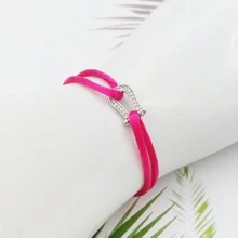 1 pieza Brazalete metálico ajustable con piedras de fantasía simple y de moda, amuleto de la suerte colorido para uso diario por mujeres