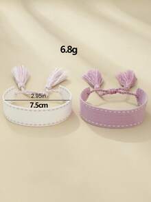 2pcs Fashionable Minimalist Woven Friendship Bracelets - Multicolor - View 4