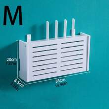 1 件免钻壁挂式机顶盒储物架，隐藏无线路由器电缆盒，家庭客厅收纳架 - 白色 - 查看 16