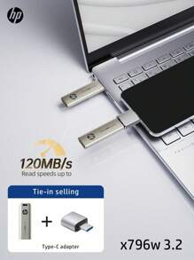 HP HP 256GB 128GB USB 3.2 Flash Drive,Metal Shell USB Drive, With Lanyard USB/Type-C Adapter