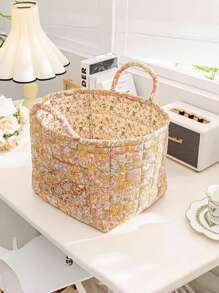 1 件印花面料韩式田园便携式婴儿衣服收纳篮、尿布收纳篮 - 彩色 - 查看 8