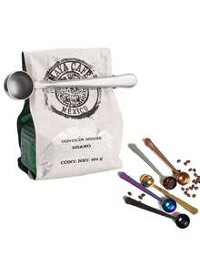 二合一咖啡勺不锈钢咖啡粉量勺带密封夹茶奶粉勺咖啡配件 - 彩色 - 查看 1