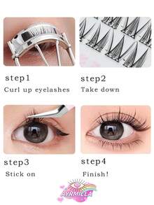 5-13MM 2 filas Sin necesidad de pegamento Pestañas postizas cruzadas para bodas, fiestas y reuniones de trabajo diarias Uso natural Cómodo para principiantes de hadas Pestañas postizas rizadas, Racimo sencillo suelto natural de hadas Racimo pequeño de diablo de comics pestañas postizas rizadas - C - Ver 2