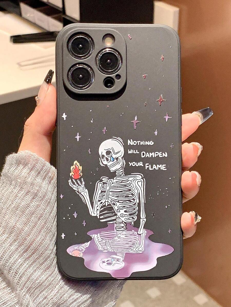 Emo Skull Print Shock Proof Mobile Phone Case Compatible With IPhone - Multicolor - View 1