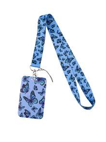 Butterfly Design Lanyard With ID Card Holder, Multi-Function Badge Reel For Bus Pass, Work ID, Campus Card - Multicolor - View 15