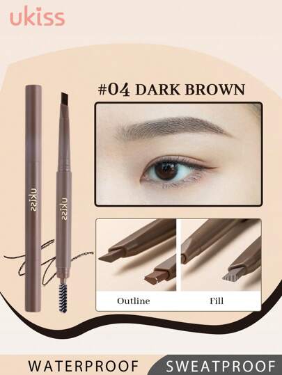 ukiss 旋转眉笔，双面，带刷面，眉线笔，带刷头，塑造、定义、填充眉妆，持久、防水、防汗