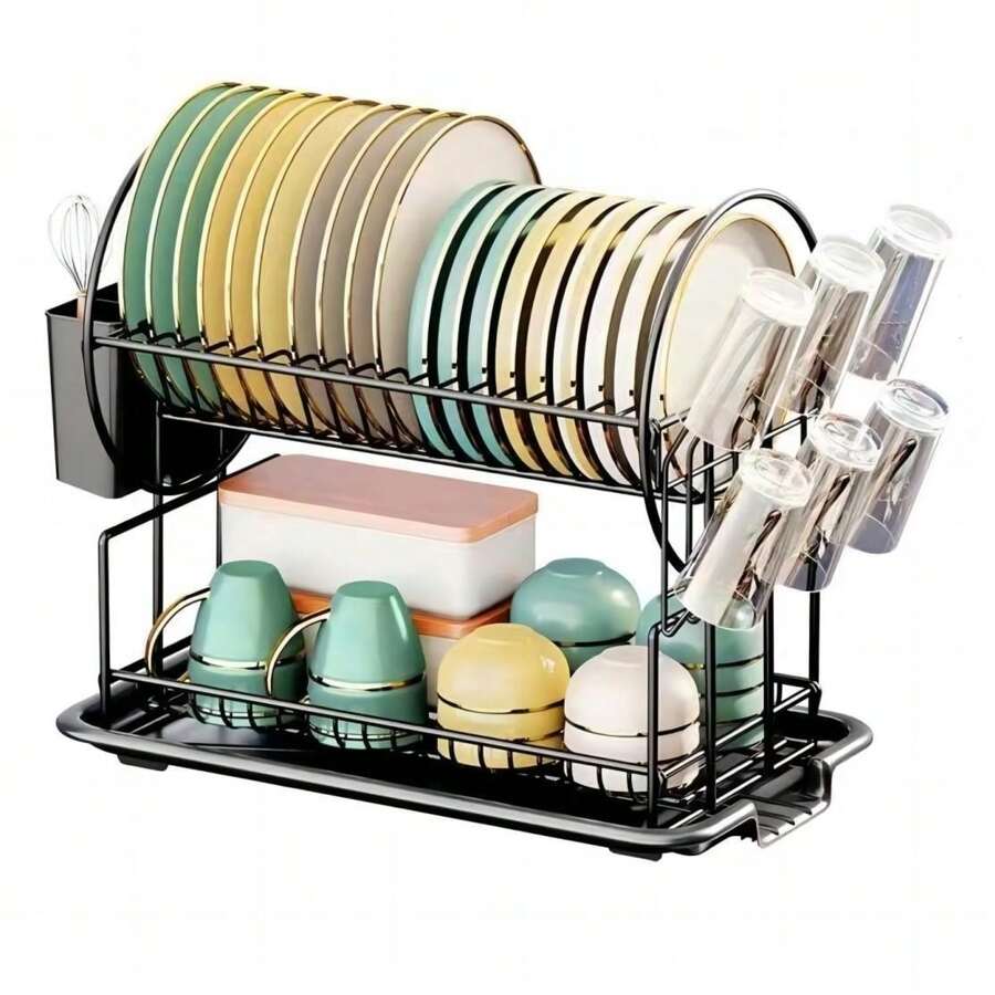 Escurridor De Platos Cocina De 2 Niveles De Acero Al Carbono