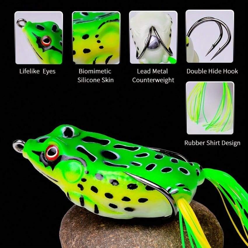 A Set Of 6 Realistic Soft Floating Frog Fishing Lures, Equipped With
