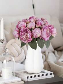 2 Bouquet Artificial Peonies Silk Flowers Vintage Fake Flowers Faux Peony Flowers For Flower Arrangements Artificial Centerpiece Home Table Dining Room Decor - 紫色 - 查看 4