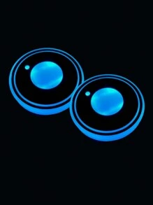 2pcs Car LED Lighting Cup Holder Pad, 7-Color Changing USB Rechargeable Antiskid Car Atmosphere Light