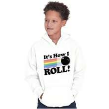 How I Roll Funny Bowling Ball Pun Youth Hoodie Boy Girl