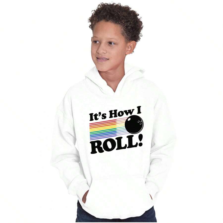How I Roll Funny Bowling Ball Pun Youth Hoodie Boy Girl