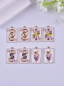 8 piezas Accesorios al por mayor de joyería Colgante de aleación de zinc con forma de naipe a la moda DIY