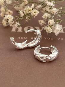 1 Pair Texture  Earrings S925 Sterling Silver Simple Casual Women's Earrings High Quality Jewelry Gift Holiday Gift Birthday Gift Suitable For Women's Daily Wear