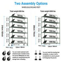 6 Tier Wire Shelving Unit, 6000 LBS NSF Height Adjustable Metal Garage Storage Shelves With Wheels, Heavy Duty Storage Wire Rack Metal Shelves - Black - 綠+鐵+塑料 - 查看 10