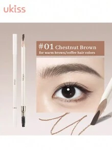 ukiss 木质眉笔，眉线笔，双面，带刷头，塑造、定义、填充眉妆，持久、防水防汗 - #01 Chestnut Brown - 查看 6