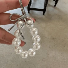 Faux Pearl Beaded Wristlet Key Chain, Fashion Accessory - Multicolor - View 4