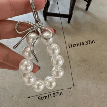 Faux Pearl Beaded Wristlet Key Chain, Fashion Accessory - Multicolor - View 5