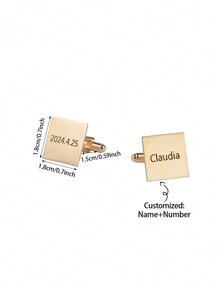 Khuy măng sét vuông tên cá nhân & ngày kỷ niệm - Ngày của Cha, Ngày của Mẹ, Ngày lễ tình nhân, Sinh nhật, Lễ kỷ niệm, Lễ tốt nghiệp, Giáng sinh, Quà tặng cao cấp dành cho gia đình cho bạn bè và bạn cùng lớp - Vàng - Xem 8