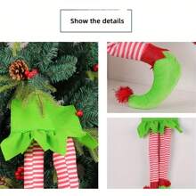 1 件圣诞绿色布艺腿道具玩偶吊坠节日木偶圣诞填充腿卡树顶装饰圣诞节节日室内外装饰派对装饰和装饰品，圣诞节 - 彩色 - 查看 7
