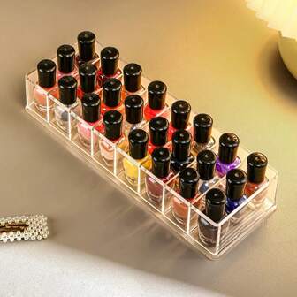 1 Piece, Box For Nail Polish, Transparent Multi Grid, Nail Polish Cosmetics Storage Box ,Jewellery Box,Pouch,Makeup Brush Holder,Brush Holder,Perfume Organiser,Pouch Bag,Gifts For Women,Christmas Gifts,Gift Ideas For Women