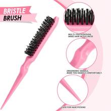 3 pièces Ensemble de brosses à cheveux pour coiffure lissée avec brosse de contour, brosse à poils, peigne queue de rat, ensemble de brosses à effiler pour lisser les petits cheveux et les cheveux rebelles (rose/noir/violet), brosse à cheveux, peigne, outils capillaires, produits et accessoires capillaires pour salon de coiffure, essentiels de voyage, rentrée scolaire, accessoires de voyage, accessoires capillaires pour femmes