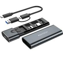 RSHTECH USB 3.2 GEN 2 10Gbps High Speed SSD Enclosure With Type C To USB A Adapter Cable M.2 NVMe PCle SATA Dual Protocol SSD Case For SSD Support UASP Directive - Grey - View 2