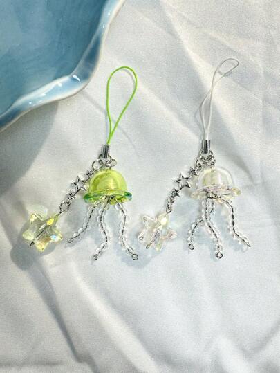 创意水母 Diy Y2k 手机吊饰、星形装饰 W2e 手机挂绳、包包吊饰、水母爱好者手机挂绳、送给朋友和情侣的最佳礼物