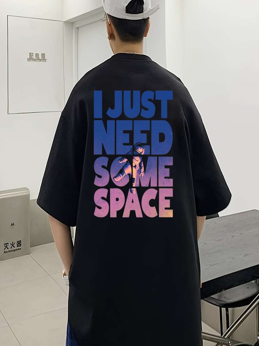 Men's Oversize T-Shirt Astronaut Streetwear T-Shirt Premium Oversized Shirt 100% Cotton - màu đen - Xem 1
