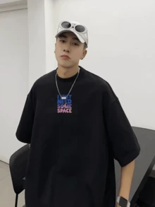 Men's Oversize T-Shirt Astronaut Streetwear T-Shirt Premium Oversized Shirt 100% Cotton - màu đen - Xem 2