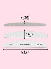 50pcs 100/180 Grit Nail Files Double Sided Emery Board Washable Emery Boards Reusable Nail Buffers Manicure Tools For Natural Nails Acrylic Nails Home And Salon Use - White - View 6