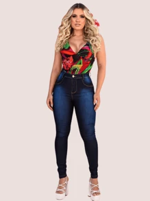 Calça Feminina Jeans com Elastano (Lycla) Cintura Alta Levanta Bumbum Skinny