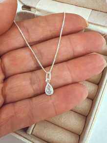 Point Of Light Drop Necklace In Zirconia And 925 Silver 40cm And 45cm - trắng - Xem 1