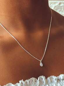 Point Of Light Drop Necklace In Zirconia And 925 Silver 40cm And 45cm - trắng - Xem 2
