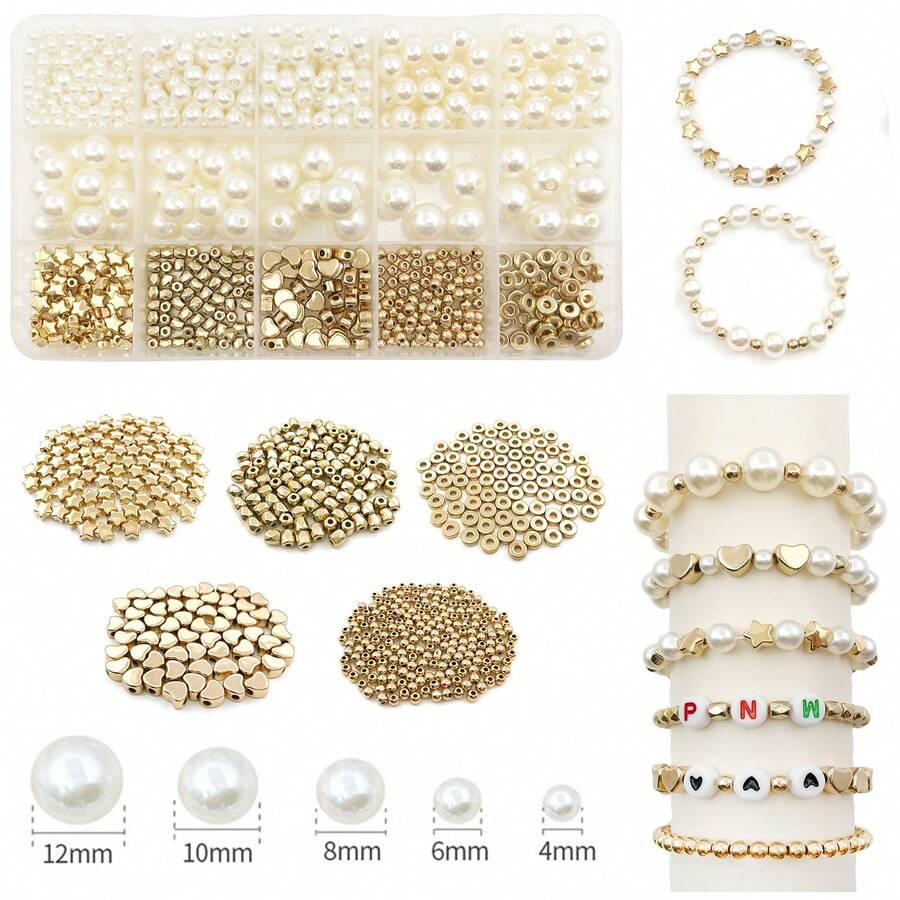 1 Bộ hạt ngọc trai giả có lỗ, nhiều hình dạng ngọc trai giả để làm đồ thủ công, hạt ngọc trai rời để làm đồ trang sức, ngọc trai để làm đồ trang sức, trang trí, đồ thủ công tự làm, có hộp đựng - trắng - Xem 1