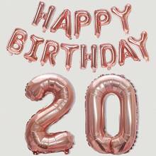 15 piezas Globos con letras y números del "Feliz cumpleaños", globos de aluminio con números de 40 pulgadas y globos de aluminio con letras "Feliz cumpleaños" de 16 pulgadas, apropiado para decoraciones de fiesta de cumpleaños para crear un ambiente de fiesta - Oro rosa - Ver 18