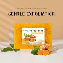 Turmeric Kojic Soap: Gentle Exfoliation For All Skin Types - 100g With Lemon, Coconut Oil, And Vitamin E - Suitable For Face And Body - Orange - View 3