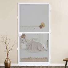 VA-Cerulean Fly Screen Door With Aluminum Frame, 95*210cm/120*240cm, White, Fly Screen Doors Fiberglass Fabric, Insect Protection Door, Fly Protection Mosquito Protection - 白色 - 查看 4