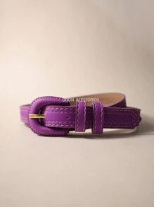 Women's Belts Thin 2 CM Colorful Casual Fashion With Two Loops - Màu tím - Xem 1