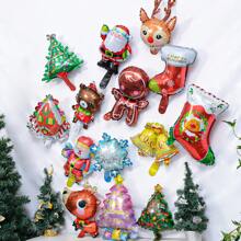 kumozawa 10 个圣诞金属铝箔气球 - 各种迷你卡通气球适用于雪花派对装饰（款式随机） - 彩色 - 查看 1