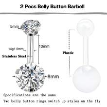 7 piezas Kit de piercing de aro de ombligo, kit de piercing corporal para ombligo y nariz, conjunto desechable de agujas y pinzas de piercing para el ombligo - Blanco - Ver 9