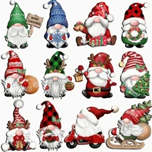 24 đồ trang trí bằng gỗ hình ông già Noel, đồ trang trí Giáng sinh hình chú lùn, đồ trang trí treo nhà (có dây thừng), Giáng sinh - Nhiều màu - Xem 2